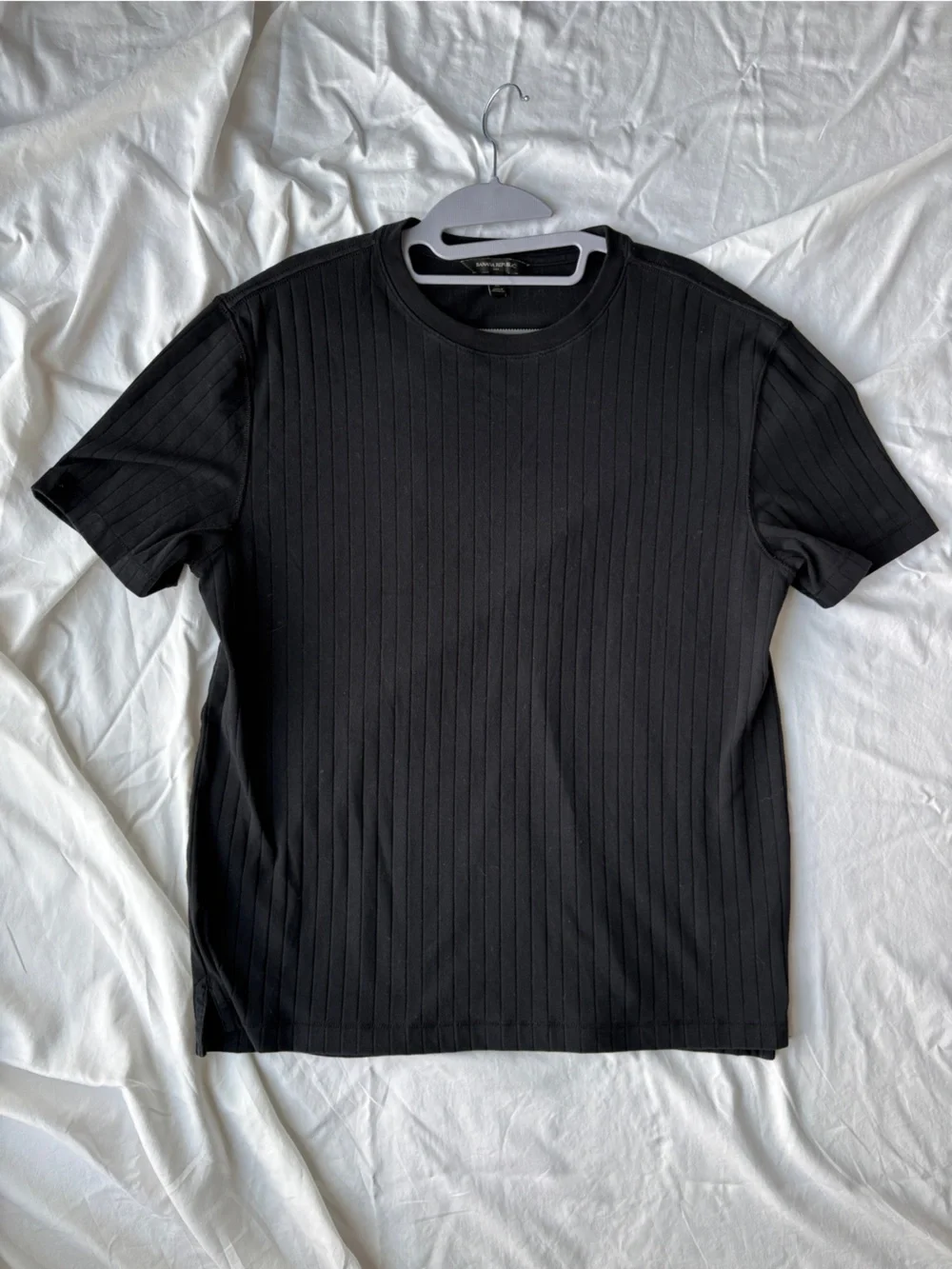 Banana Republic Black Ribbed Short Sleeve Top